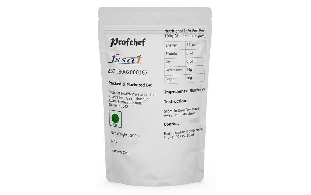 Profchef Blueberry Premium Quality   Pack  500 grams